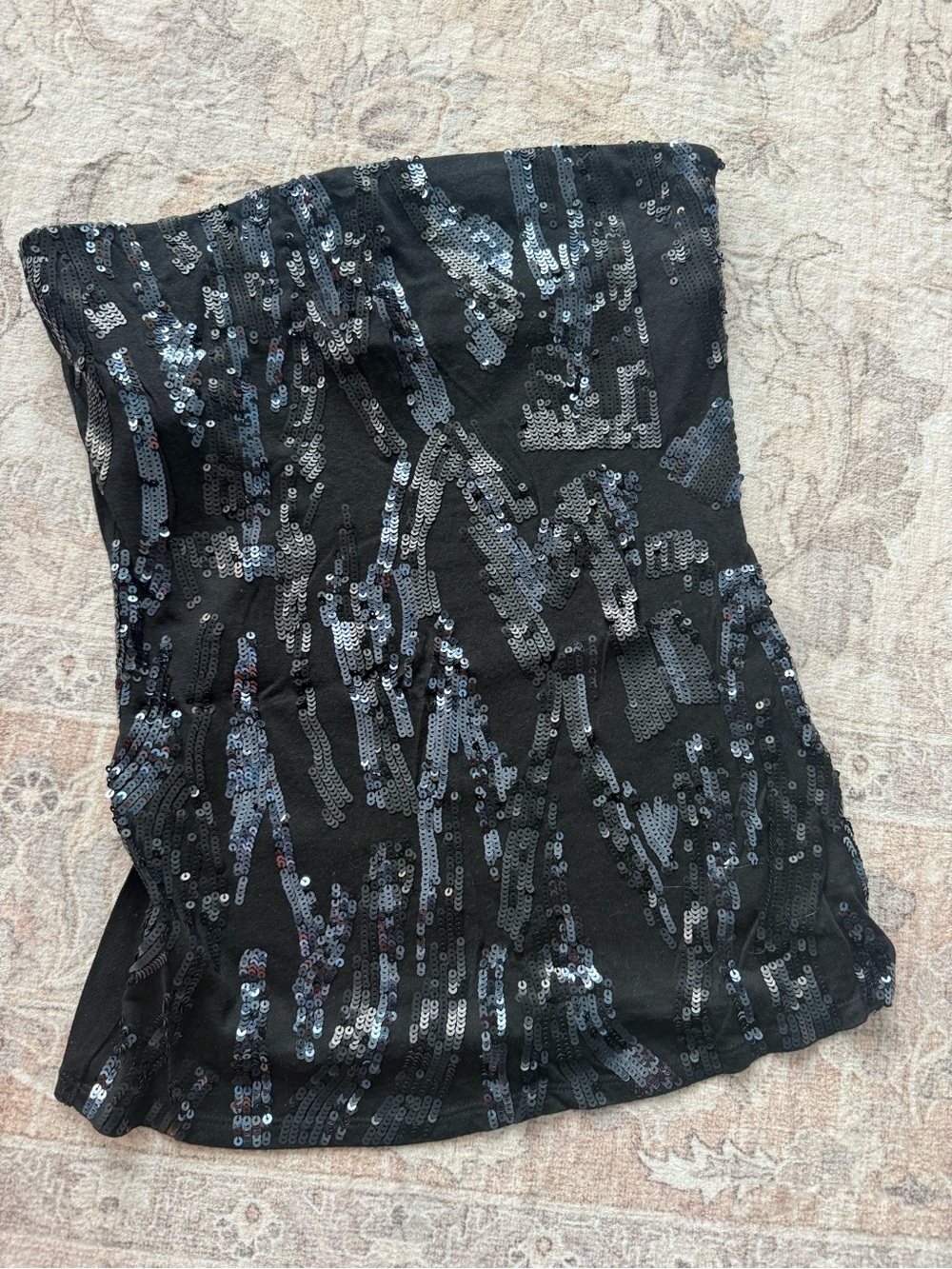Express Black Sequin Strapless Top
